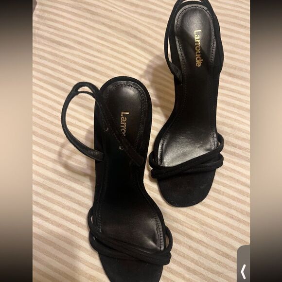LARROUDE Annie Suede Slingback sandals in black Size 7.5 - Picture 6 of 8